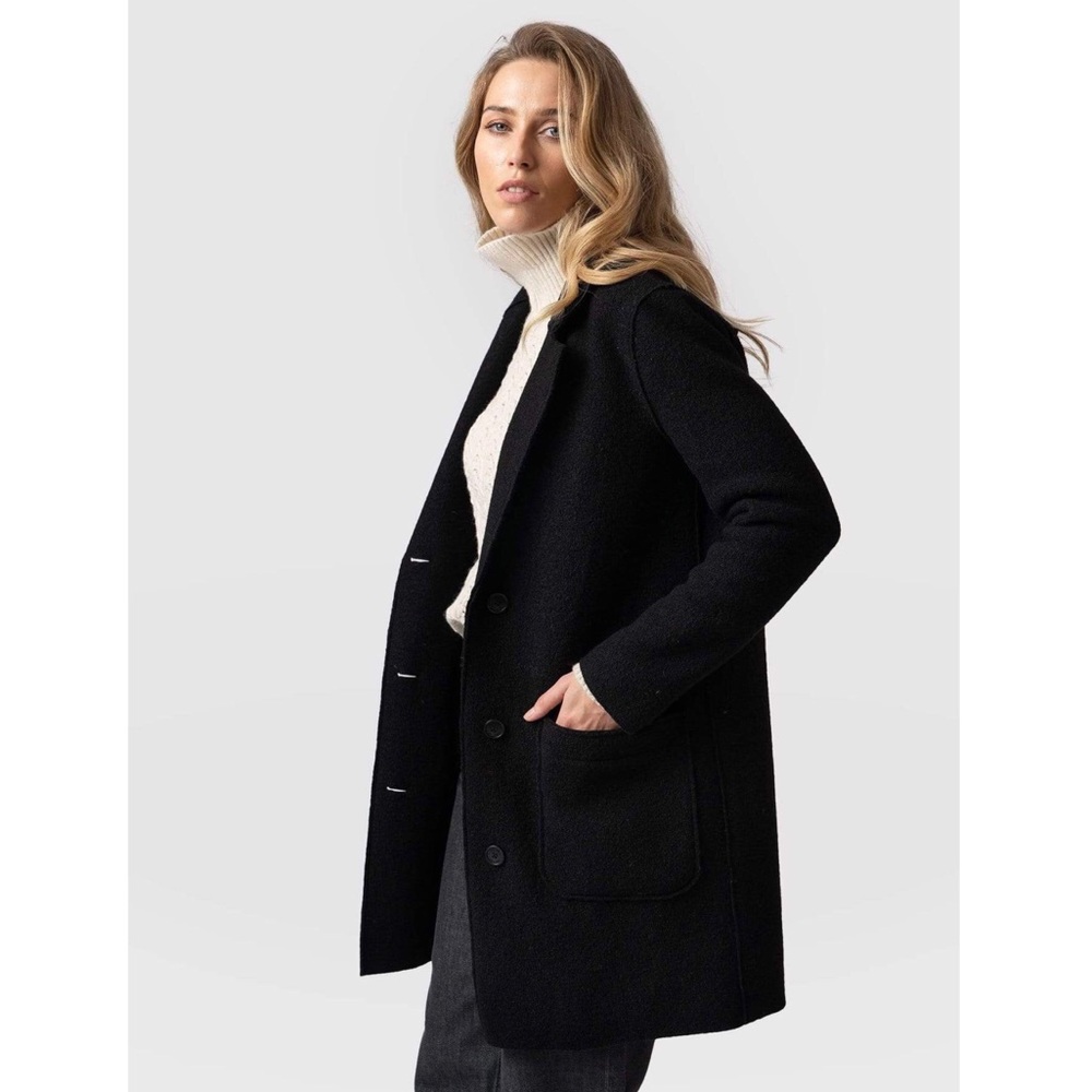 SAINT + SOFIA 'Adelaide Boiled Wool Coat' in Black